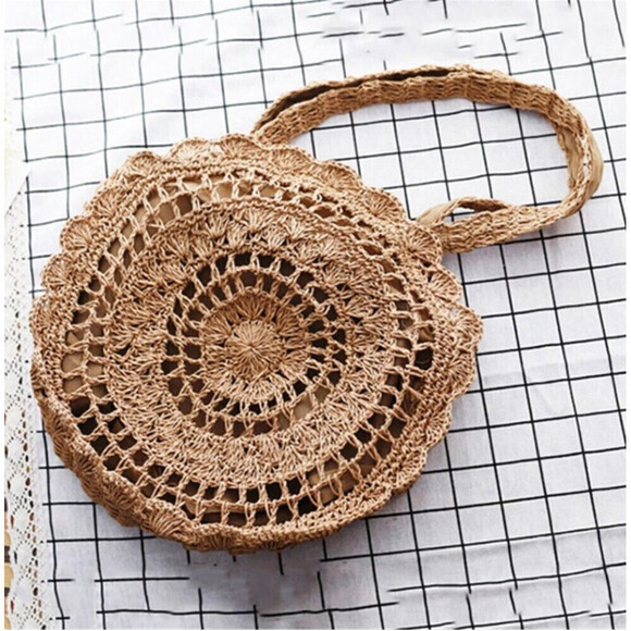 Ruffled Flower Shaped Handbag In Light Brown - Picture 3 of 8